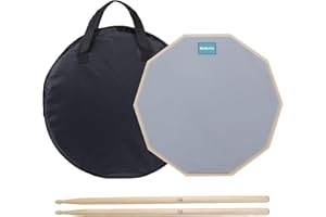 Musfunny Drum Practice Pad Schlagzeug Übungspad, 12 Zoll 2-seitig Leises Übungs Drum Pad Set mit Drumsticks und Aufbewahrungstasche für Schlagzeuger-Übungspad (30 cm Grau)