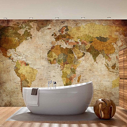 Vlies Fototapete PREMIUM PLUS Wand Foto Tapete Wand Bild Vliestapete – VINTAGE ATLAS – Weltkarte Antik Atlaskarte Atlanten Karte alte Karte alter Atlas – no. 029, Größe:400x280cm Vlies - 7