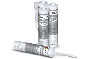 HAUSA Mortier de Réparation Cement Fix HA024 Mortier Prêt à l'Emploi pour Jointoiement Remplissage Cassures Fissures Ciment Rapide pour Intérieur et Extérieur Gris Ciment 4x 310 ml