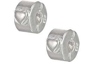 RKC DIVINE DESIGN BY RKC JEWELZ LONDON Silver Stopper Charms Beads, Spacer Clips, 2 Pc Sets for fits Pandora Charm Bracelets | Cats & Crowns, Hearts & Butterflies, Jewellery Making Girls' Women's Gifts