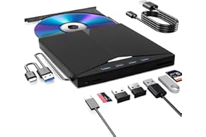 EOKEKE Lecteur Blu-Ray Externe - 8 en 1 Portable Lecteur Blu Ray Externe, Lecteur DVD/BD Graveur Blu Ray avec USB 3.0 Type-C, 3D DVD CD Graveur Optical Bluray Drive pour PC Windows 11 10 8 7