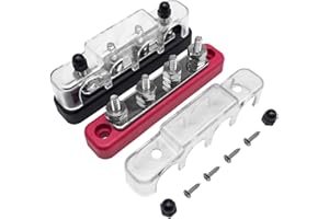 BEFUN 2PCS Bus Bar, 12V- 48V Distribution Block Bus Bar Terminal Block with 4 x M6 Connection bolts for Car Boat Marine Caravan RV (Red & Black)