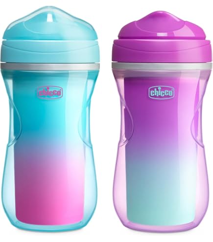 Chicco Pop-up Trinkbecher 350 Ml – Auslaufsicher, Mit Silikon-Ausguss & Tragegriff, Grün