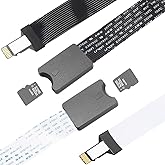 Youmile 2 Stück Micro SD zu Micro SD (TF zu TF) Kartenleser Adapter Weiches flaches FPC-Verlängerungskabel 46~48 cm Schwarz u