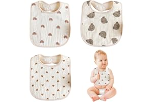 FENQURO 3 Pcs baberos bebe impermeables, baberos bebe, Baberos de Bebé, Baberos Impermeable para Bebé Ajuste para recién nacidos y niños pequeños unisex de 0 a 36 meses