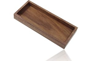 aufodara Solidna drewniana taca, piórnik, uchwyt na biurko, akcesoria, pudełko do przechowywania, organizer do biura, domu, szkoły, 19 x 8,2 x 2,2 cm (orzech włoski)