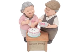 Housoutil Ältere Paar Figuren Opa Oma Kuchen Topper Kuchendeckel Statue Großeltern Torte Topper Tortenfigur Tischdekoration für Valentinstag Jubiläum Hochzeitstag Geburtstag DIY Party Deko Ornamente