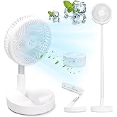 BlyeMichdi Faltbarer Standventilator Tischventilator Leise, 7200mAh Akku USB Ventilator, 9-100cm Tragbarer Teleskopventilator