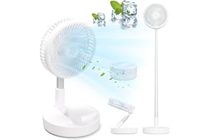 BlyeMichdi Ventilateur sur Pied Pliable, Ventilateur de Table USB Rechargeable, Télescopique 9 à 100 cm, 7200mAh Batterie, ventilateur sans Fil, Tête Inclinable 180°, pour Camping Maison Voyage