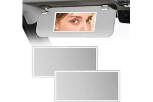 HSLXBY 2pcs Miroir de Courtoisie de Voiture en Acier Inoxydable,Miroir Cosmétique De Voiture,Auto Adhésif Miroir Pare Soleil en Acier Inoxydable,15 * 8cm,Convient aux voitures et aux salles de bains