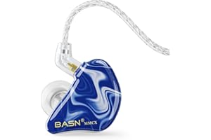 BASN MMCX Triple Driver in-Ear Monitors with Rich Bass, HiFi Stereo IEM Earphones with Upgraded Detachable Cables for Audiophiles Musicians(Ice Blue)