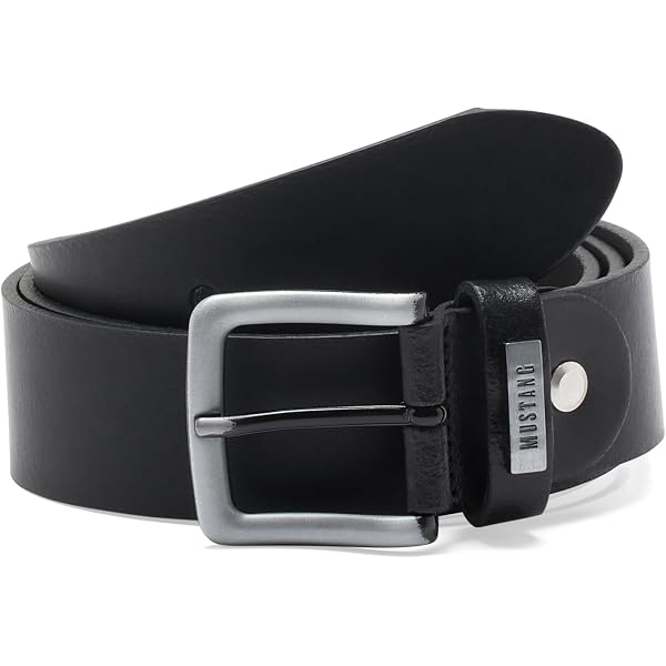 MUSTANG Herrengürtel W115, Schwarz, 100% Leder, Stufenlos Verstellbar, Breite 3,5 Cm