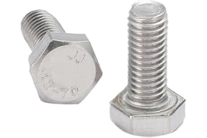 AMLOOPH M6 Bolts, M6 X 20mm Hex Head Cap Screws - A2 Grade Stainless Steel Fully Threaded Hex Bolts for Metal Construction Work, Automotive Machinery (Pack Of 20)