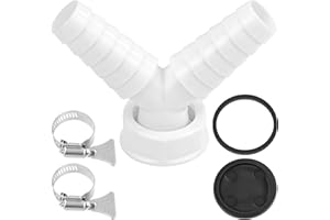 CONJURAIDE Abfluss Waschmaschine Doppelanschluss, 1 Zoll Y Stück Adapter Doppelanschluss Waschmaschine Trockner Anschluss Abfluss Adapter Waschmaschinenanschluss Abwasser mit 2 Schlauchschellen