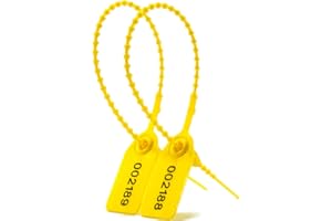 COCOLELE 100 Plastic Tamper Seals Fire Extinguisher Security Tags Numbered Zip Ties Pull Tite Safety Tab (Yellow)