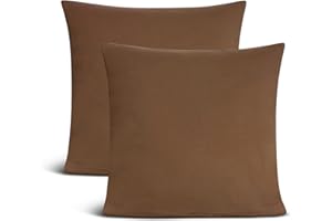 ‎LEEVITEX leevitex Jersey Kissenbezug 80 x 80 cm | 2er Set | 100% Baumwolle | Öko Tex | 170 g/m² | Schokobraun/Dunkelbraun