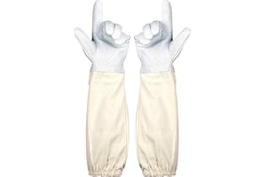 ERMWALR Ziegenleder-Imkerhandschuhe, stichfeste Imkerhandschuhe, für Männer und Frauen geeignet, Imkerzubehör, Imkerhandschuhe mit belüfteten Manschetten (Weiß, L)