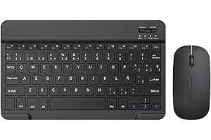 COEZFE Teclado y Ratón Inalámbrico Bluetooth, Teclado y Ratón Recargables Silenciosos y Portátiles para iPad Tablet/PC/iOS/Android/Windows, QWERTY Español Ñ, Negro