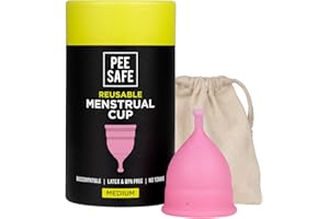 PEESAFE Menstrual Cups - Size A | Medium - 18 Years & Above(Have Not Given Birth Vaginally) - Leak-Proof - Safety of 100% Medical Grade Silicone - Storage Pouch Included - Menstrual Cup - Period Cup