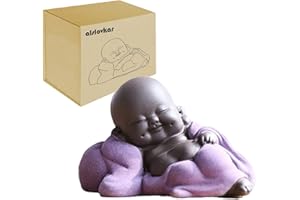 alslovkar Ornamental Tea Sculpture, Ceramic Buddha Statue, Laughing Maitreya Buddha, Home Decor Garden Ornaments, Mini Sitting Lucky Buddha Ornaments
