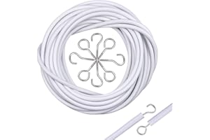 Disino Filo per Tende, Cavo per Tende 5M Corda per Tende con 10 Pezzi Ganci Avvitabili e 10 Pezzi Golfari per Tende