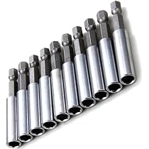 Juego De 9 Portapuntas Magnéticos 1/4" - 60 Mm, Cambio Rápido, Compatibles Con Taladros Makita, Bosch, Dewalt
