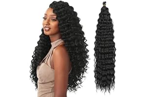 ‎DSOAR 22 Zoll 3 Packs Tief Twist Crochet Hair Ocean Wave Curly Bohemian Crochet Braids Deep Wave Hair Bundles Synthetische Haarverlängerungen für Frauen Mädchen