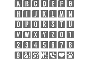 PATIKIL 1 Inch Alphabet Letter Stencils, 42Pcs Reusable Plastic Digital Templates Letters Numbers Symbol Interlocking for Crafts Wood Door Wall White