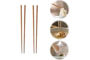 Lot de 2 paires de baguettes de cuisine en bois extra longues réutilisables pour frire dans une casserole chaude (taille : 33 cm)