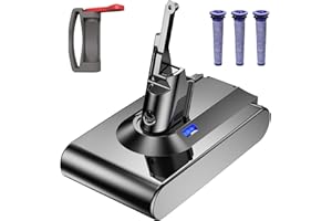 6000mAh Ersatzakku für Dyson V8 Akku, Gripkankg Akku für Dyson V8 Absolute Animal Extra Slim Fluffy Total Clean Motorhead SV10 Staubsauger mit 3 Filtern + 1 Schaltersperre