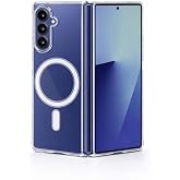Fenza Samsung Galaxy Z Fold 5 ile Uyumlu G&uuml;&ccedil;l&uuml; Mıknatıslı MagSafe Şeffaf Kamera Korumalı Telefon Kılıfı
