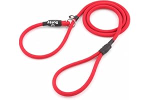 Bunty Rope Slip Lead for Dogs, Small | Anti Pull Dog Lead, One-Size-Fits-All, Durable Woven Nylon, Ideal for All Dogs - No Pull Training Aid, No Collar Needed - 120cm, Red