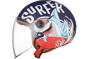 FREEUP Casco Moto Bambino, Casco Scooter Casco Jet con Parasole Casco Scooter per Ragazze Casco Ciclomotore per Ragazzi Tasca a Chiusura Rapida, 48-55 cm per Bambini 5-12 Anni