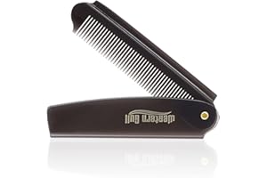 ISOI Folding Comb for Beard Hair, Luxury Hand Made Pocket Flip Combs for Men & Women, Plastic Portable Travel Hair Brush Perfect Massage Hair Comb for Male Grooming Thick Thin Hair Moustache Beard (Grey)