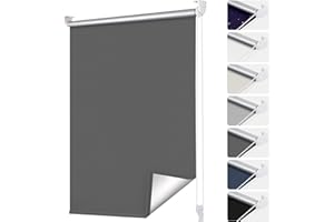 smartdemo Verdunklungsrollo ohne Bohren & mit Bohren, Klemmrollo Fensterrollo Dunkelgrau 120x150cm (BxH), Thermorollo Sichtschutz und Sonnenchutz, Klemmrollo rollos für Fenster & Tür