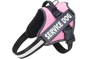 Belababy Soft No Pull Dog Harness X Small, Adjustable Assistance Service Dog Vest with Safety Buckle, Reflective Breathable Outdoor Training Dog Harness（Pink）