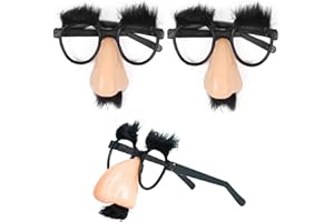 BOBOZHONG 3 Piece Funny Glasses Eyebrows,Disguise Glasses Funny Glasses with Big Nose Eyebrow Moustache Prank Tool Halloween Big Nose Glasses,Birthday Party Cosplay Props