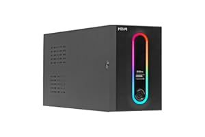 Noua Zeus 600VA RGB Gruppo di Continuità per Computer PC UPS Line Interactive 600VA / 360 Watt, AVR, 2 Uscite Schuko, Porta di Ricarica USB 5V/2A