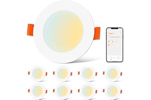 ChangM LED Einbaustrahler 230V Alexa Smart LED Spot Dimmbar mit APP Bluetooth Deckenspots Flach 8W IP44 3Zoll, Deckenleuchte Warmweiß to Kaltweiß 2700K-6000K Einbauleuchten 8er Set