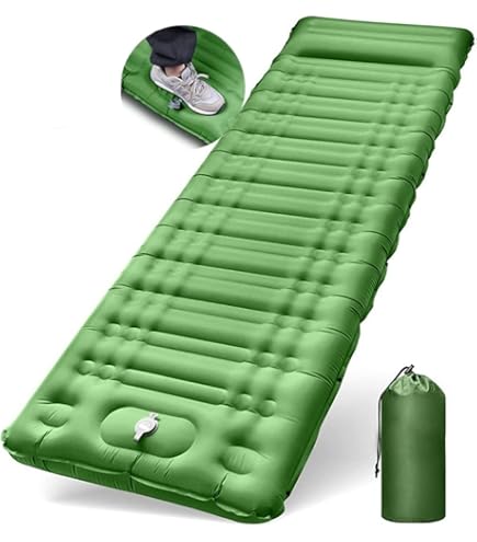Camping isomat, outdoor, 14 cm dik, zelfopblazend, met voetpers, pomp
