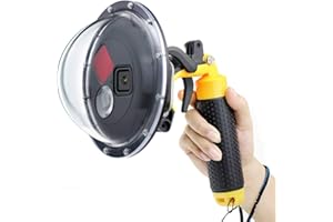GEPULY Dome Port per GoPro Hero 8 Nero, Dome Port Lens con custodia impermeabile, Trigger, impugnatura galleggiante, filtro rosso commutabile integrato e 10x filtro macro