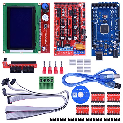 Quimat 3D Printer Drucker Controller Kit für Arduino Mega 2560 Uno R3 Starter Kits + RAMPS 1.4 + 5pcs A4988 Schrittmotor Treiber + LCD Display 12864 für Arduino Reprap