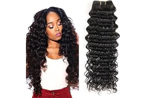 MUABY Deep Wave Bundles Human Hair Meche Bresilienne Tissage Cheveux Naturels Bouclés Longue Tissage Bouclé Naturel Meche Bresilien En Lot Couleur Noire Naturelle 100g 22 Pouce