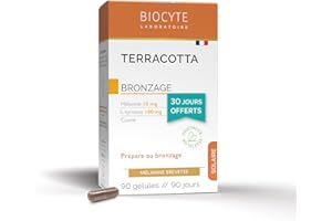 BIOCYTE Terracotta Bronzage - Complément Alimentaire Bronzage - Mélanine, Cuivre, L-Tyrosine - 90 Gélules - Programme de 90 Jours
