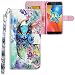 Produktbild Motorola Moto E4 Plus Hülle, CLM-Tech Tasche aus Kunstleder Wallet Case - Schutzhülle [Standfunktion] [Magnetverschluss] [Kartenfächer] [Handschlaufe] Flip Cover - Bookstyle Handy Flipcase Eule bunt, PU Leder-Tasche für Motorola Moto E4 Plus Lederhülle