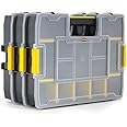 STANLEY 1-97-483 Sort Master Junior Organizer, 14 Compartments With Removable Dividers, See-Through Lid, 4 Kg Load Capacity, Textured Carry Handle & Side Latches, 1 Year Warranty, 37.5x29x6.7 cm
