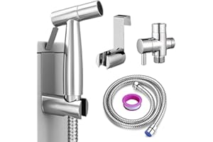 DJROLL Handheld Bidet Sprayer for Toilet, Spray Attachment with Hose for Feminine Wash, Baby Cloth Diaper Washer, Stainless Steel Cleaner and Shower Sprayer for Pet, Bathroom or Toilet