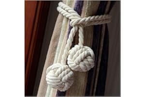 VANKRA Tassel Curtain Tie Backs, One Pair Of Handmade Tied Back Curtain Clip Tassel Cotton Rope Tie Ball Back Curtain Accessories (Beige)
