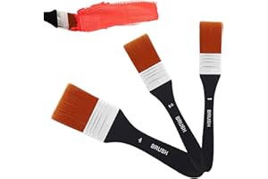 Bzzerumy Juego de 3 Pinceles de 10/20/40 mm Para Acuarela, Acrílico y Óleo - Pincel Plano