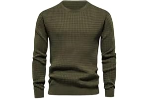 MakingDa Gaufré Sweatshirts Homme Pull Col Rond Manche Longue Uni Sweat Sportif Pullover Ado Doux Haut de Survetement Regular Fit Sport Mode Vintage